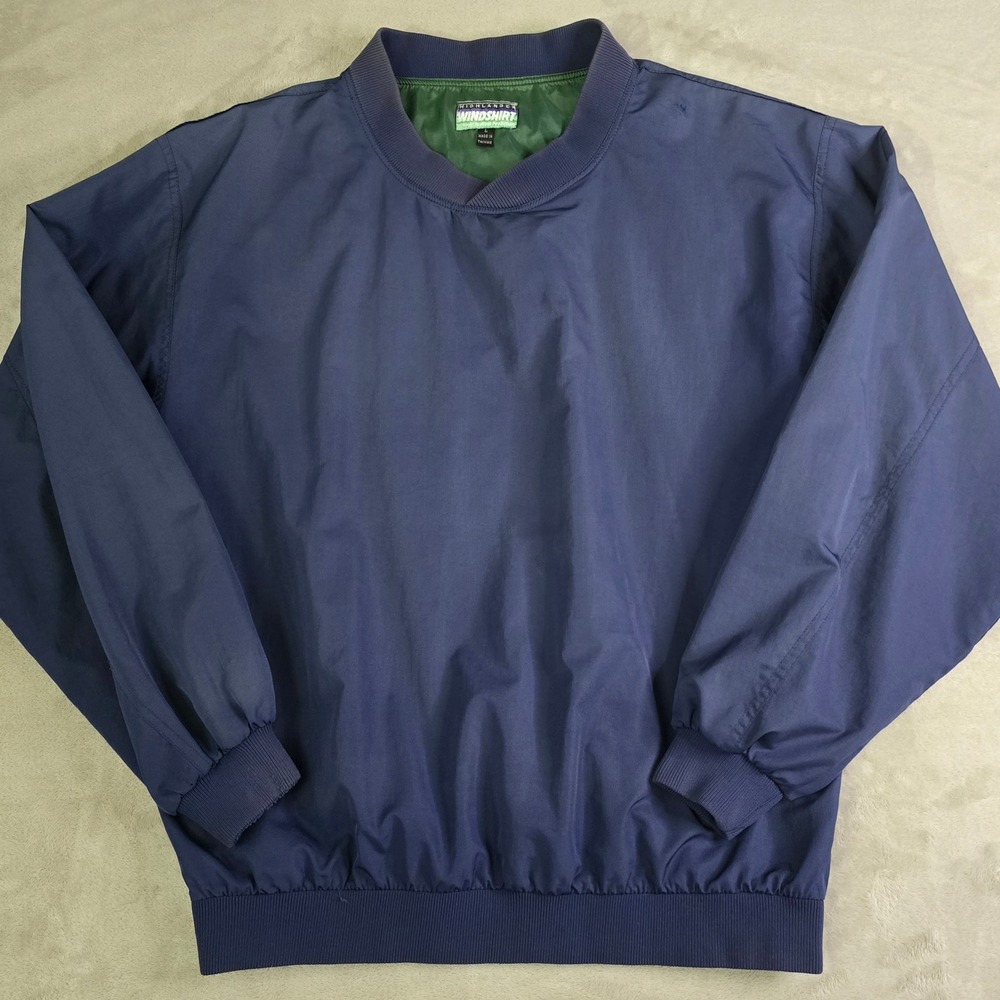 Vintage Highlander Windshirt Mens Large Navy Blue Golf‎ Pullover Windbreaker L